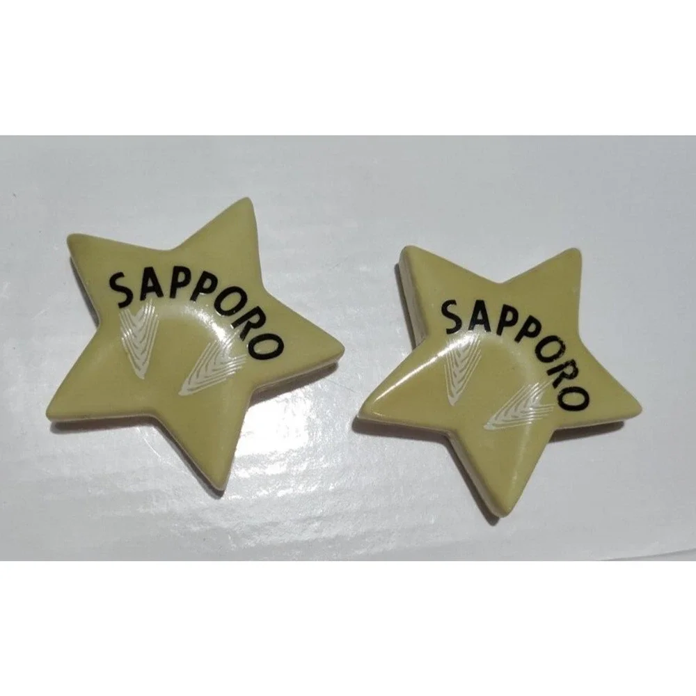2 Sapporo Beer Star Ceramic Chopstick Rest Holders Dad's Birthday, Father's Day